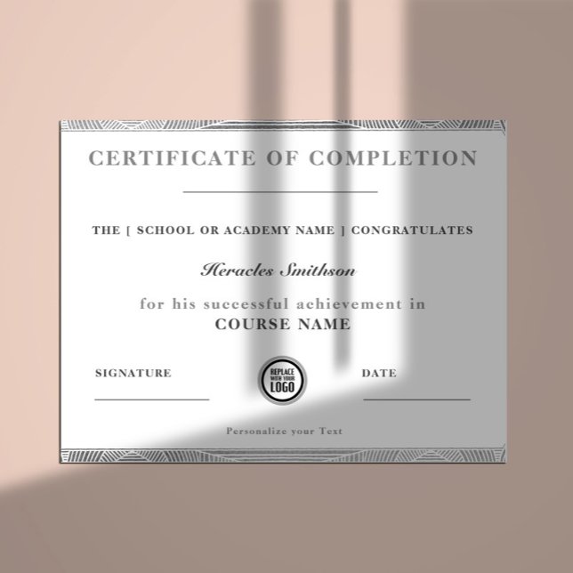 Certificate of Completion Silver Modern Elegant (Creator Uploaded)