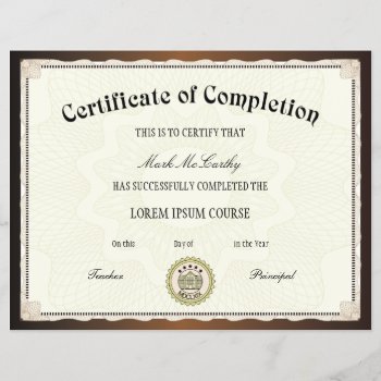 Certificate Of Completion Template by mythology at Zazzle