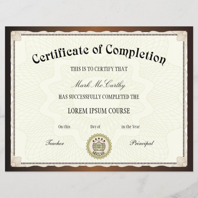 Certificate of Completion Template