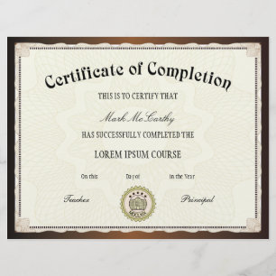 Certificate of Completion Template