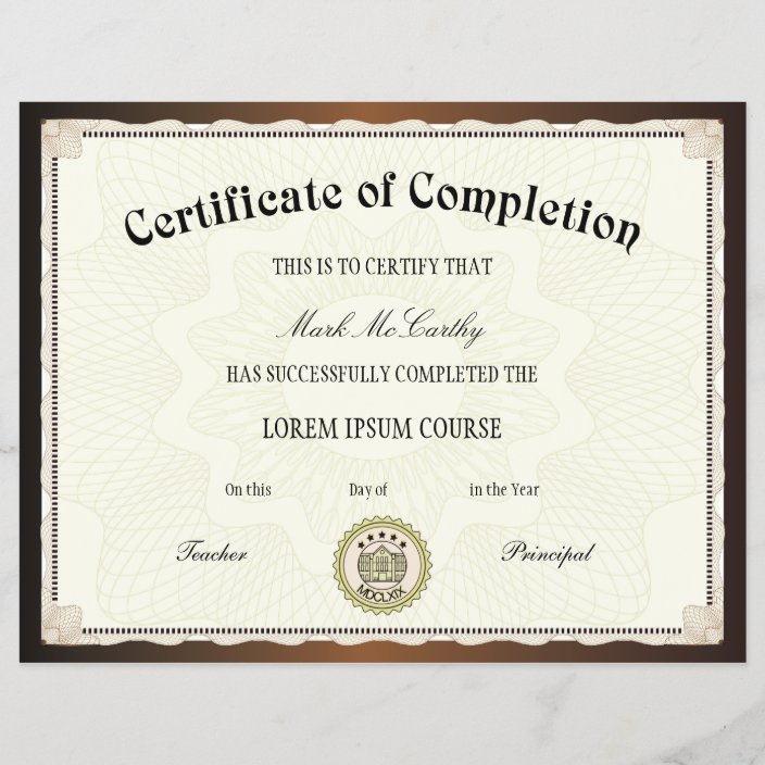 Certificate Of Course Completion Template from rlv.zcache.com