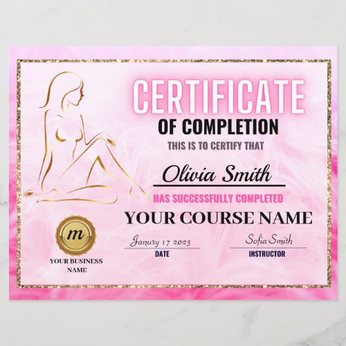 Certificate of Completion Template Body Sculpting