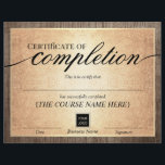 Certificate of Completion Vintage Gold Wood Award<br><div class="desc">Modern Gold Frame Dark Wood Certificate of Completion Awards.</div>