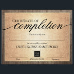 Certificate of Completion Vintage Gold Wood Award<br><div class="desc">Modern Gold Frame Dark Wood Certificate of Completion Awards.</div>