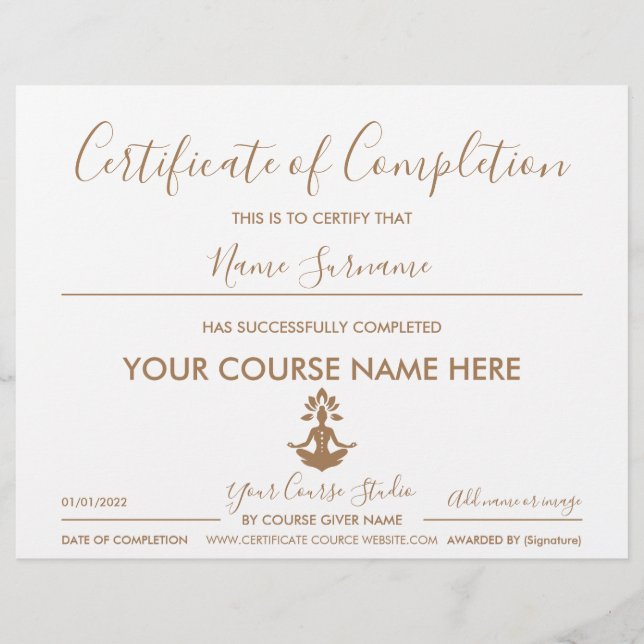 certificate of completion yoga (Front)