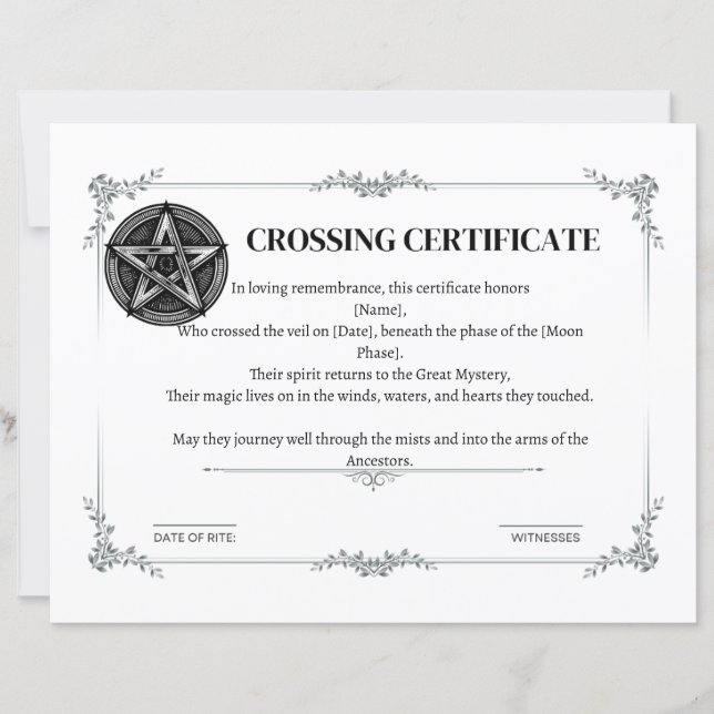 Certificate of Crossing the Veil  (Front)