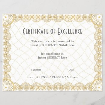 Certificate Of Excellence by mythology at Zazzle