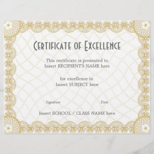 CERTIFICATE OF EXCELLENCE