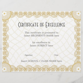 CERTIFICATE OF EXCELLENCE