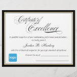 Certificate of Excellence Award  - Add Logo<br><div class="desc">Simple elegant Certificate of Excellence - customize with your logo</div>