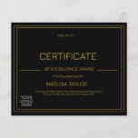 Certificate of Excellence Award Add Logo<br><div class="desc">Personalised Black and Gold Certificate of Excellence Award Add Logo</div>