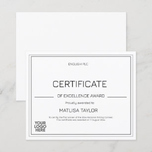 Certificate of Excellence Award Black White Logo 