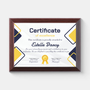 certificate of excellence award plaque
