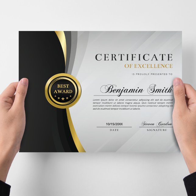 Certificate of Excellence Black & Gold Award (Creator Uploaded)
