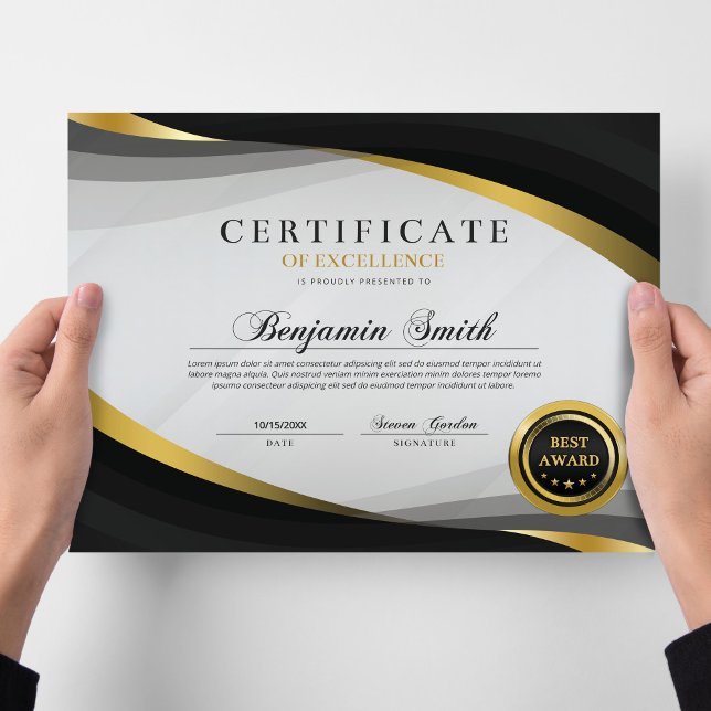 Certificate of Excellence Black & Gold Award (Creator Uploaded)