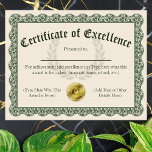 Certificate of Excellence, Customizable 8.5x11