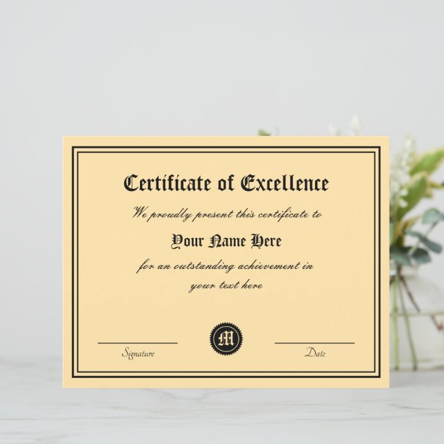 Certificate of excellence greatness award template (Standing Front)