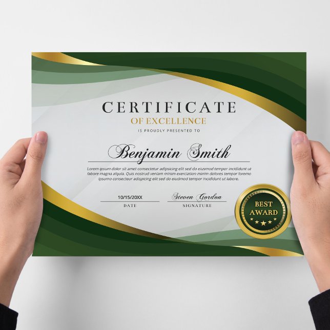 Certificate of Excellence Green & Gold Award (Creator Uploaded)