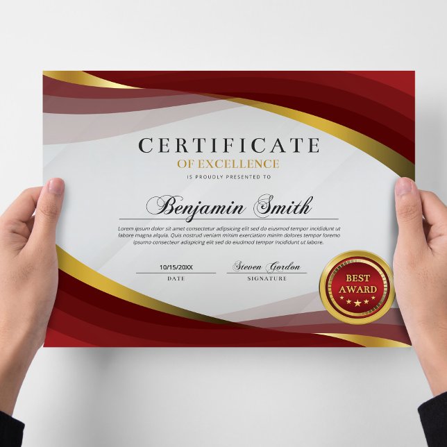Certificate of Excellence Red & Gold Award (Creator Uploaded)