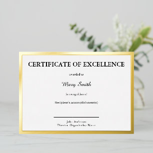 Certificate of Excellence White Gold Foil Award Holiday Card