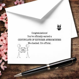 Certificate Of Extreme Awesomeness Thank You Card