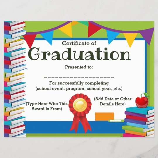 Certificate of Graduation Customizable Kids 8.5x11 | Zazzle.com