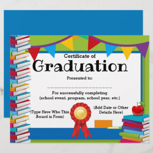 Certificate of Graduation Customizable Kids 8.5x11
