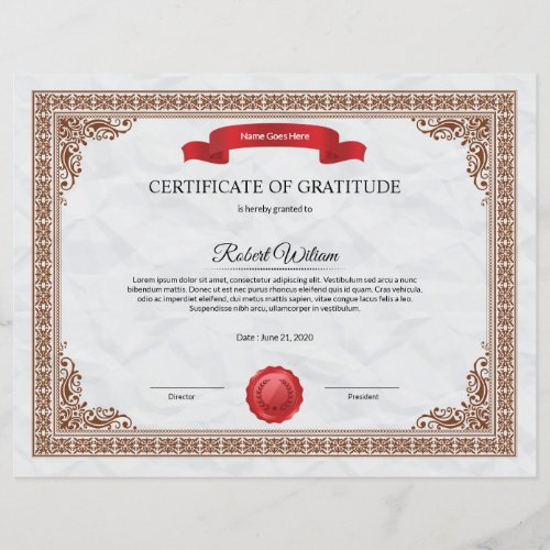 Certificate of Gratitude