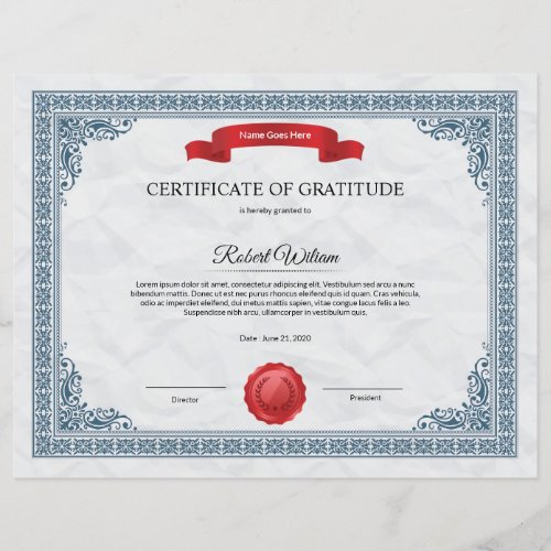 Certificate of Gratitude