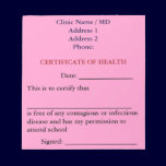 Certificate of Health Notepad (Pink) notepads