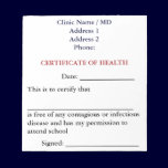 Certificate of Health Notepad (White) notepads