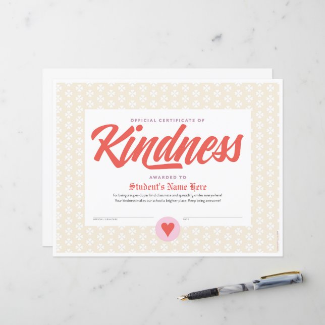 Certificate of Kindness (Front/Back In Situ)