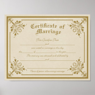 Certificate of Marriage Art Print