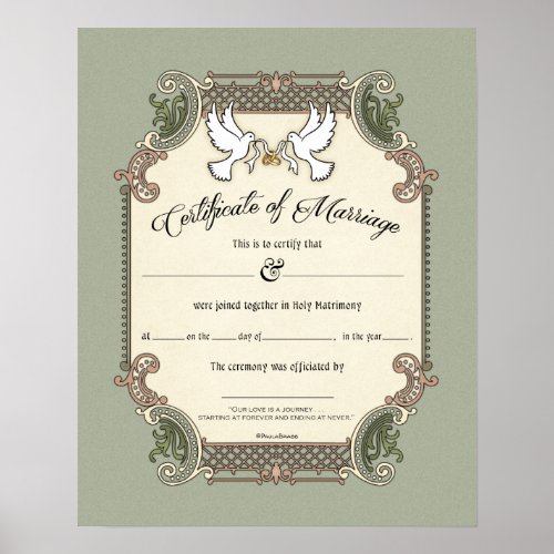 Certificate of Marriage Wedding Certificate Poster