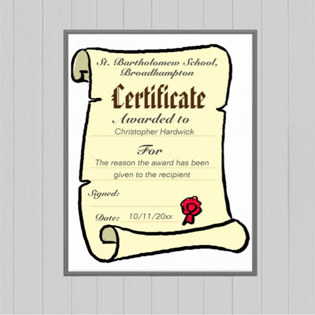 Certificate of Merit with Name & Reason for Award (Creator Uploaded)