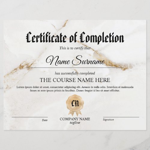 Certificate of Participation Award Course 