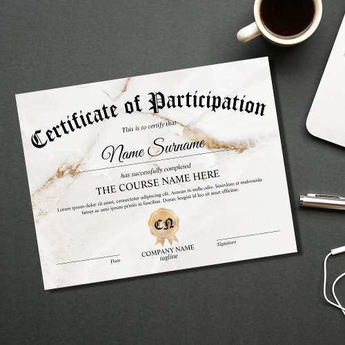 Certificate of Participation Award Course 