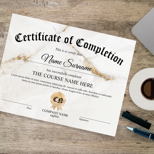 Certificate of Participation Award Course 