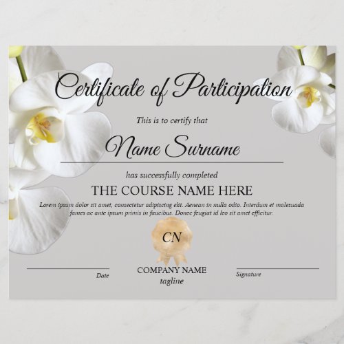 Certificate of Participation Award Course 