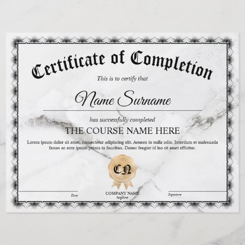 Certificate of Participation Award Course 