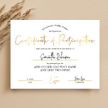 Certificate of Participation Gold Business Award<br><div class="desc">Modern Gold Participation Award with customizable text and space for your logo,  perfect for to award members and employees for participation in a course,  workshop or charitable event. You can use this elegant white & gold professional certificate of participation design for any type of professional or personal attendance award.</div>