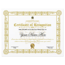 Certificate Of Recognition Certificate Of Recognition