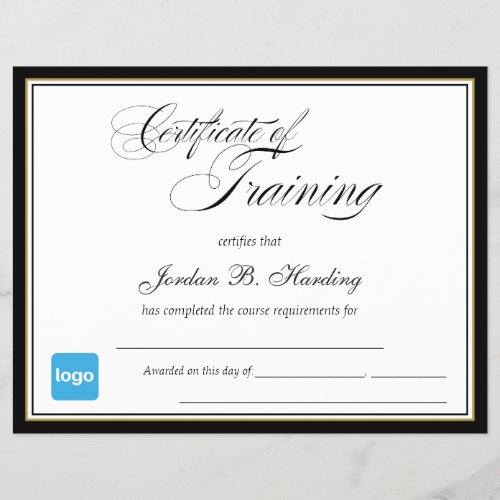 Certificate of Training Award  _ Add Logo