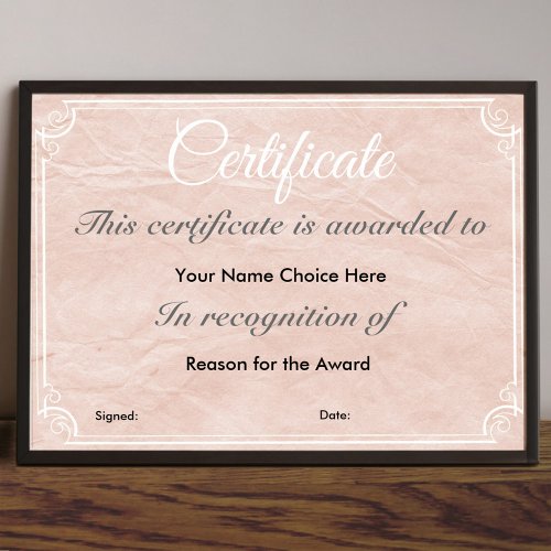 Certificate or Award Parchment Effect Poster