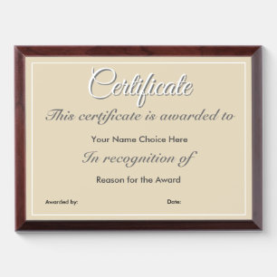 Certificate or Award Plaque