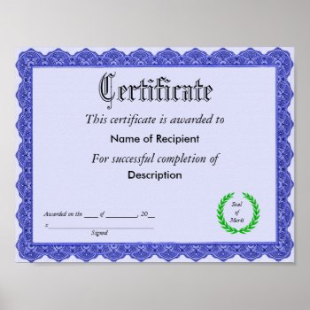Certificate Poster by jetglo at Zazzle