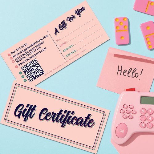 Certificate Retro Typography Business Gift Card