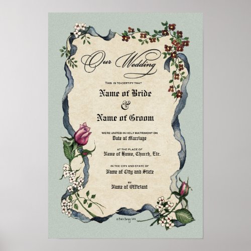 Certificate Wedding_Marriage_Ornamental Keepsake Poster