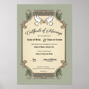Certificate Wedding-Marriage-(Ornamental Keepsake) Poster