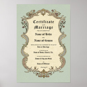 Certificate Wedding-Marriage-(Ornamental Keepsake) Poster